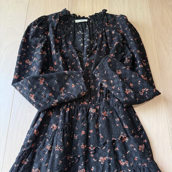 Ulla Johnson Josette Dress Women's 0 Black Floral Glam Boho - Picture 4 of 9